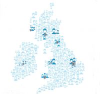 Map of UK made up of people