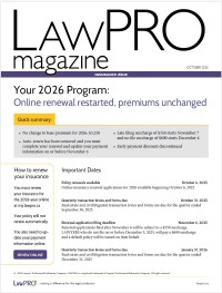 Latest Issue of LAWPRO Magazine